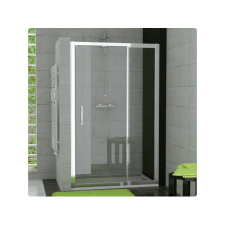 Ronal Sanswiss Top-Line Drzwi jednoczęściowe ze ścianką stałą w linii 140x190 cm, profile białe szkło przezroczyste TED14000407