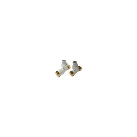 Schlosser Elegant zestaw grzejnikowy prosty ze złączką do stali - biały-złoto 6042 00120