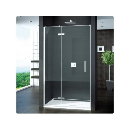 Ronal Pur Drzwi prysznicowe jednoczęściowe ze ścianką - Mocowanie prawe 100 x 200cm Chrom Satynowa (PU13PD1001049)