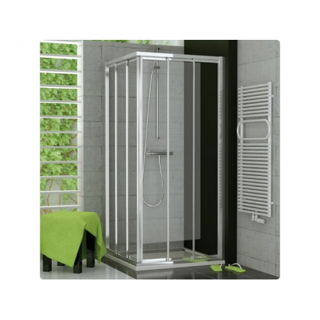 Ronal Top-Line Kabina prysznicowa, wejście narożne trzyczęściowe, część 1/2 - Mocowanie lewe 80 x 190cm srebrny matowy Tworzywo sztuczne (TOE3G08000111)
