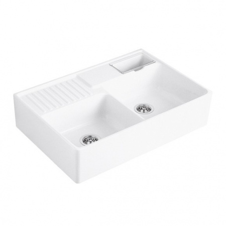 Villeroy & Boch Sink Unit Classicline Zlewozmywak ceramiczny dwukomorowy 89,5x63 cm z ociekaczem z powłoką CeramicPlus biały 632391R1