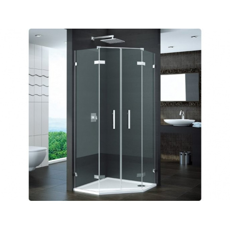 Ronal Pur Drzwi prysznicowe dwuczęściowe do kabiny pięciokątnej - na wymiar Chrom Szkło Durlux 200 (PUR52SM21022)