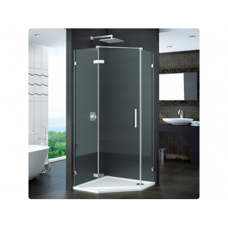 Ronal Pur Drzwi prysznicowe jednoczęsciowe do kabiny pięciokątnej - Mocowanie prawe na wymiar Chrom Satynowa (PUR51DSM21049)