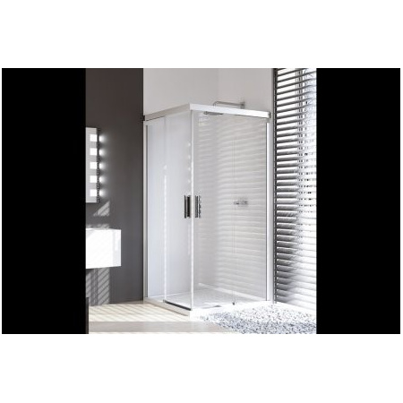 Huppe Design Pure Kabina prysznicowa-wejście narożnikowe, drzwi suwane 2-częściowe - 90/90/200 srebrny matowy Szkło przezroczyste Anti-Plaque 8P2909.087.322