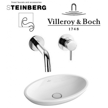 Steinberg 100 Bateria umywalkowa chrom + Villeroy & Boch Loop&Friends Umywalka nablatowa 58,5x38 cm biała 1001816+51510001