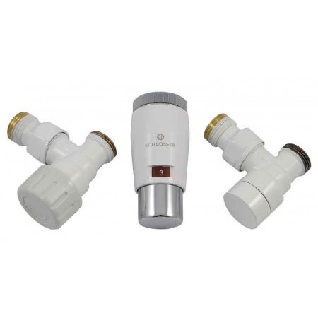 Schlosser Elegant Mini zestaw termostatyczny 1/2 x M22x1,5, kątowy, biały-chrom 6034 00042