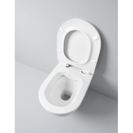 Art Ceram File 2.0 Zestaw Toaleta WC podwieszana 52x36 cm Rimless bez kołnierza z deską sedesową wolnoopadającą, biały FLV004+FLA002