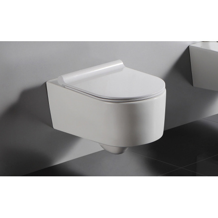 Bathco Elba Muszla klozetowa miska WC podwieszana 56,5x35,5x35,5 cm z deską wolnoopadającą, biała 4529/UF