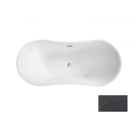 Besco Amber Glam Wanna wolnostojąca 170x80 cm biały połysk/grafitowy + maskownica syfonu z przelewem biała WA-170-AGB