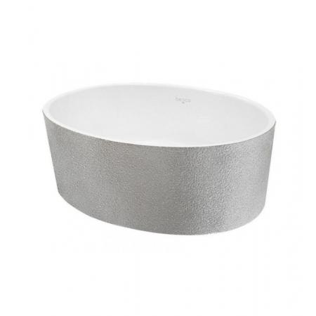 Besco Uniqa Glam Umywalka nablatowa 46x32 cm biały połysk/srebrny + korek klik klak biały UMD-U-NGSW