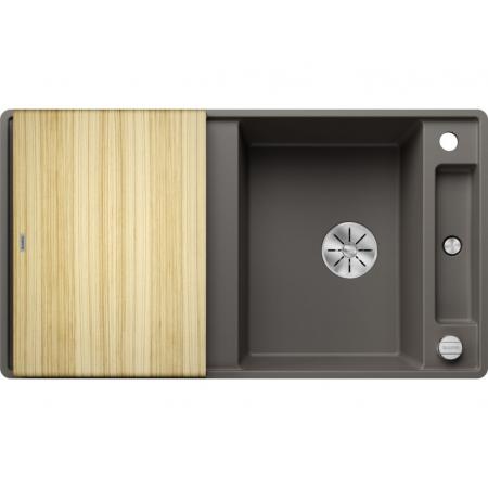 Blanco Axia III 5 S-F Zlewozmywak kompozytowy jednokomorowy 90,5x50 cm wulkaniczny szary + deska kuchenna drewniana 527225