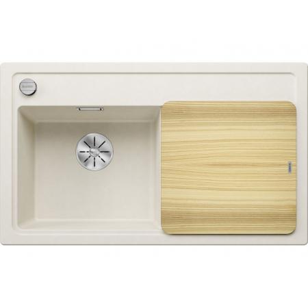Blanco Zenar 45 S Zlewozmywak granitowy jednokomorowy 86x51 cm delikatny biały lewy + deska kuchenna drewniana 527175 