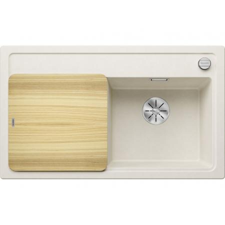 Blanco Zenar 45 S Zlewozmywak granitowy jednokomorowy 86x51 cm delikatny biały prawy + deska kuchenna drewniana 527177 