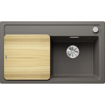 Blanco Zenar 45 S Zlewozmywak granitowy jednokomorowy 86x51 cm wulkaniczny szary prawy + deska kuchenna drewniana 527360