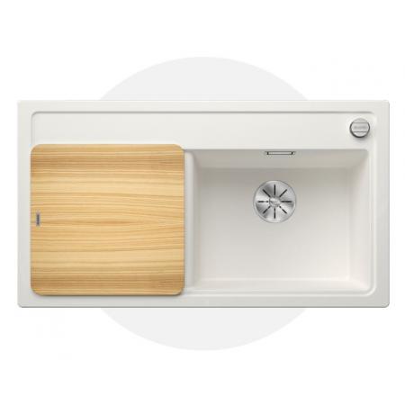 Blanco Zenar 5 S Zestaw Zlewozmywak granitowy jednokomorowy 91,5x51 cm prawy biały + deska kuchenna drewniana 523918