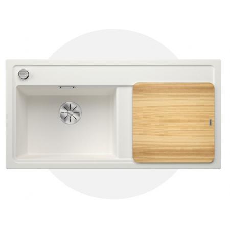 Blanco Zenar XL 6 S Zestaw Zlewozmywak granitowy jednokomorowy 100x51 cm lewy biały + deska kuchenna drewniana 523988