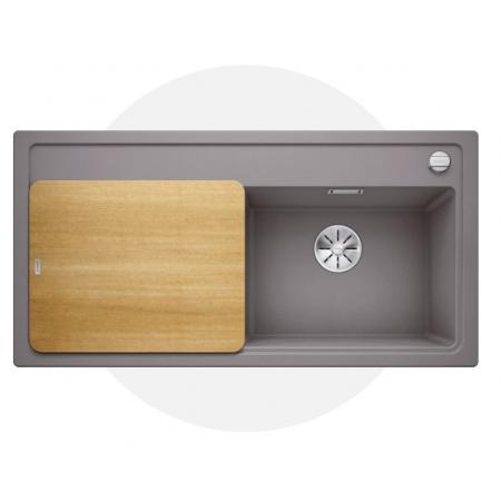 Blanco Zenar XL 6 S Zestaw Zlewozmywak granitowy jednokomorowy 100x51 cm prawy alumetalik + deska kuchenna drewniana 523956