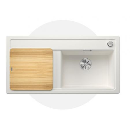Blanco Zenar XL 6 S Zestaw Zlewozmywak granitowy jednokomorowy 100x51 cm prawy biały + deska kuchenna drewniana 523958