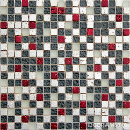 Ceramstic Bazaar Mozaika szklano-kamienna 30,5x30,5 cm, szara/czerwona MSK-31