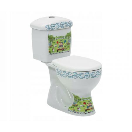 Cerastyle Happy Zestaw Toaleta WC stojąca kompaktowa + spłuczka + deska biała 08100-W