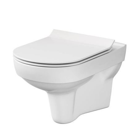 Cersanit City New Zestaw Toaleta WC podwieszana CleanOn bez kołnierza z deską wolnoopadającą Slim biały K701-143