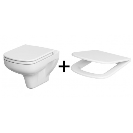 Cersanit Colour Zestaw Toaleta WC podwieszana CleanOn bez kołnierza z deską sedesową wolnoopadającą, biały K701-042