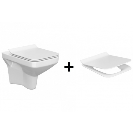 Cersanit Como SET 742 Toaleta WC podwieszana CleanOn bez kołnierza z deską sedesową wolnoopadającą, biały K701-102-ECO