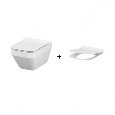 Cersanit Crea Zestaw Toaleta WC podwieszana 52x35 cm CleanOn z deską sedesową wolnoopadającą Slim, biała K114-016+K98-0178