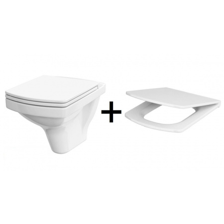 Cersanit Easy Zestaw Toaleta WC podwieszana CleanOn bez kołnierza z deską sedesową wolnoopadającą, biały K701-144