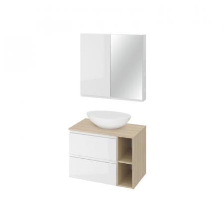 Cersanit Moduo Zestaw mebli łazienkowych z umywalką nablatową biały/dąb piaskowy S801-447