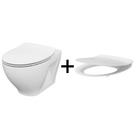 Cersanit Moduo Zestaw Toaleta WC podwieszana 52,5x35,5 cm CleanOn bez kołnierza z deską sedesową wolnoopadającą Slim, biały EcoBox K701-147-ECO