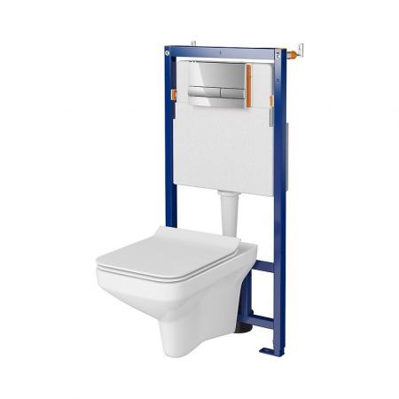 Cersanit Tech Line Opti Set B624 Zestaw Toaleta WC bez kołnierza + deska wolnoopadająca + stelaż podtynkowy WC + przycisk spłukujący WC S701-647