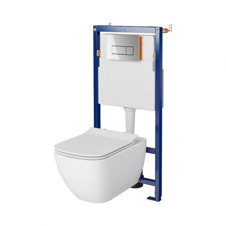 Cersanit Tech Line Opti Set B638 Zestaw Toaleta WC bez kołnierza + deska wolnoopadająca + stelaż podtynkowy WC + przycisk spłukujący WC S701-674