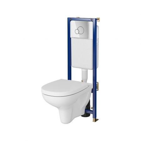 Cersanit Tech Line Set B598 Zestaw Toaleta WC bez kołnierza + deska wolnoopadająca + stelaż podtynkowy WC + przycisk spłukujący WC S701-625
