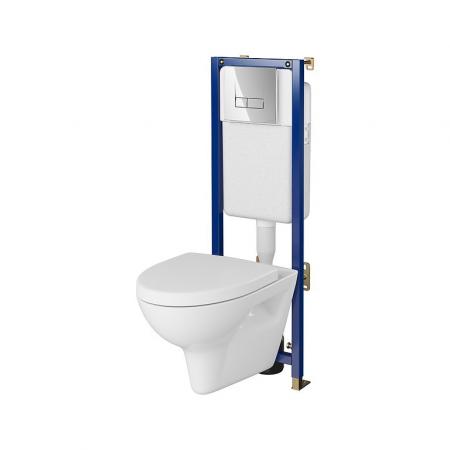 Cersanit Tech Line Set B620 Zestaw Toaleta WC bez kołnierza + deska wolnoopadająca + stelaż podtynkowy WC + przycisk spłukujący WC S701-642