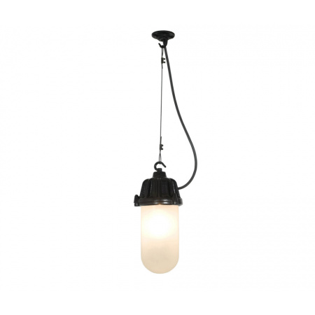 Davey Lighting Dockside Light Lampa wisząca 28x13 cm IP44 Standard E27 GLS szkło matowe, czarna DP7674/PE/BL/FR