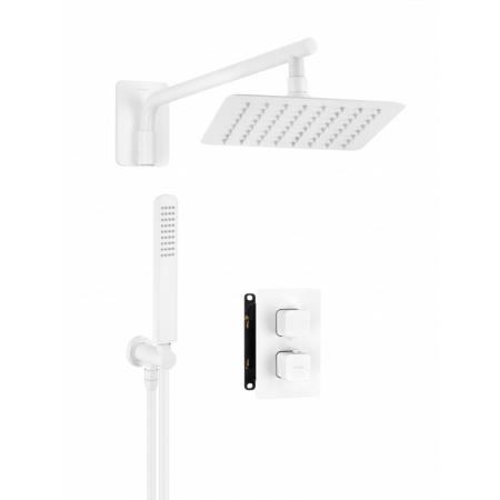Deante Box Zestaw prysznicowy podtynkowy termostatyczny z deszczownicą biały BXYZAECT