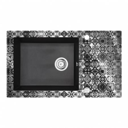 Deante Capella Zlewozmywak szklano-granitowy jednokomorowy 86x50 cm grafitowy metalik/platynowy ZSCGP2C