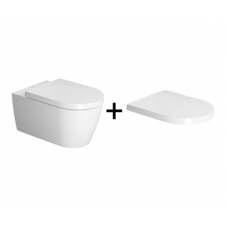 Duravit ME by Starck Zestaw Toaleta WC 57x37 cm bez kołnierza HygieneGlaze biała 2529092000+0020090000