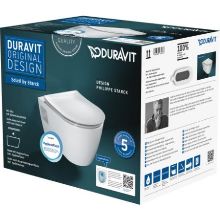 Duravit Soleil by Starck Zestaw Toaleta WC podwieszana Rimless bez kołnierza HygieneGlaze + deska sedesowa wolonoopadająca biały 45860920A1