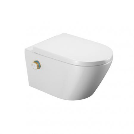 Excellent Dakota 2.0 Zestaw Toaleta WC myjąca 59,3x39,6 cm bez kołnierza + deska wolnoopadająca biały/złoty połysk CEEX.4024.593.D2.WH + CEEX.4022.D2.GL