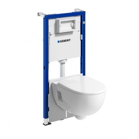 Geberit Duofix Basic Zestaw Stelaż podtynkowy do WC H112 cm + toaleta WC Selnova bezkołnierzowa z deską sedesową wolnoopadającą białą + mata wygłuszająca 118.343.00.2