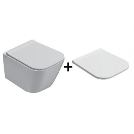 Globo Stone Zestaw Toaleta WC 45x34 cm bez kołnierza + deska wolnoopadająca biały STS07.BI+ST024.BI