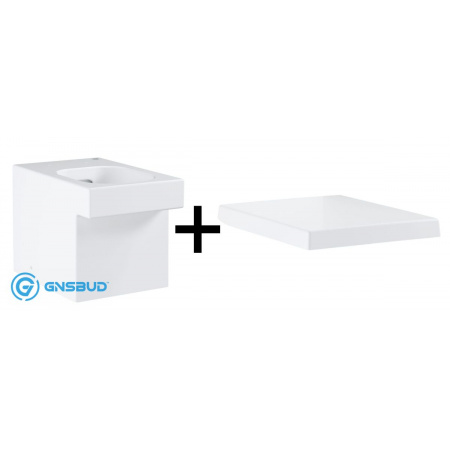 Grohe Cube Ceramic Zestaw Toaleta WC stojąca 56,5x38 cm bez kołnierza PureGuard z deską sedesową wolnoopadającą, biały 3948500H+39488000