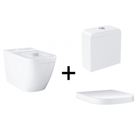 Grohe Euro Ceramic Zestaw WC stojące + deska + zbiornik z podłączeniem z dołu biały 39338000+39330001+39332000