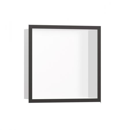 Hansgrohe XtraStoris Individual Wnęka ścienna biały mat z ozdobną ramą 30 x 30 x 10 cm czarny chrom szczotkowany 56099340