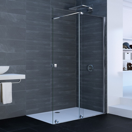 Huppe Xtensa Pure Walk-in Drzwi prysznicowe przesuwne prawe, profile srebrny połysk szkło przezroczyste Anti-Plaque XT0205.069.322