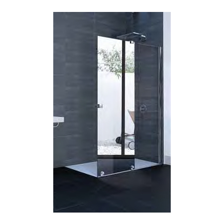 Huppe Xtensa Pure Walk-in częściowo w ramie 4-kąt Drzwi prysznicowe przesuwne 1-częściowe ze stałym segmentem 100,1-110x200 cm, lewe mocowanie, profile czarne black edition, szkło przezroczyste Anti-Plaque XT0102.123.322