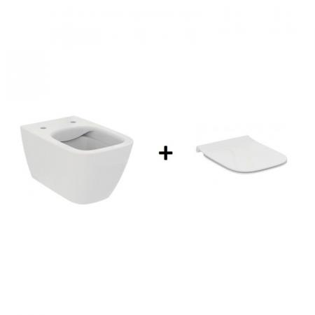 Ideal Standard i.life B Zestaw Toaleta WC 54,5x35,5 cm bez kołnierza + deska wolnoopadająca biała T461401+T500301