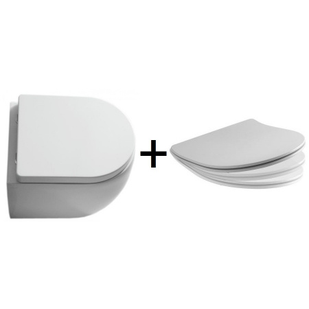 Kerasan Flo Zestaw Toaleta WC stojąca 48x36 cm z deską wolnoopadającą Slim, biały 311401+319101